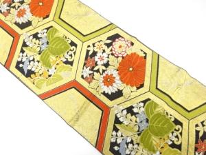 アンティーク　亀甲に菊・桐模様織り出し袋帯（材料）